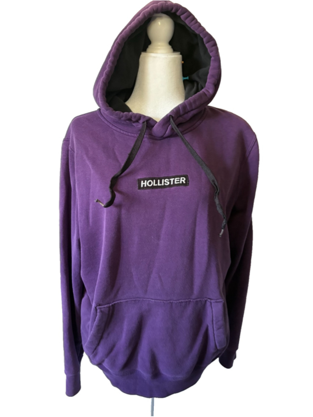 Hollister Hoodie XL Purple Pullover Sweatshirt Logo Pocket Casual 2000s Unisex